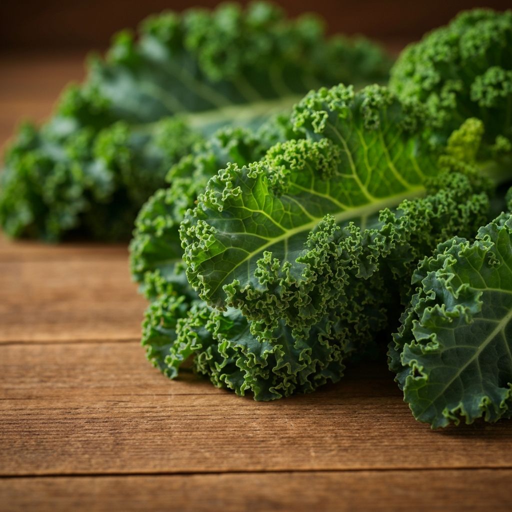 Organic kale leaves rich in vitamin K and calcium